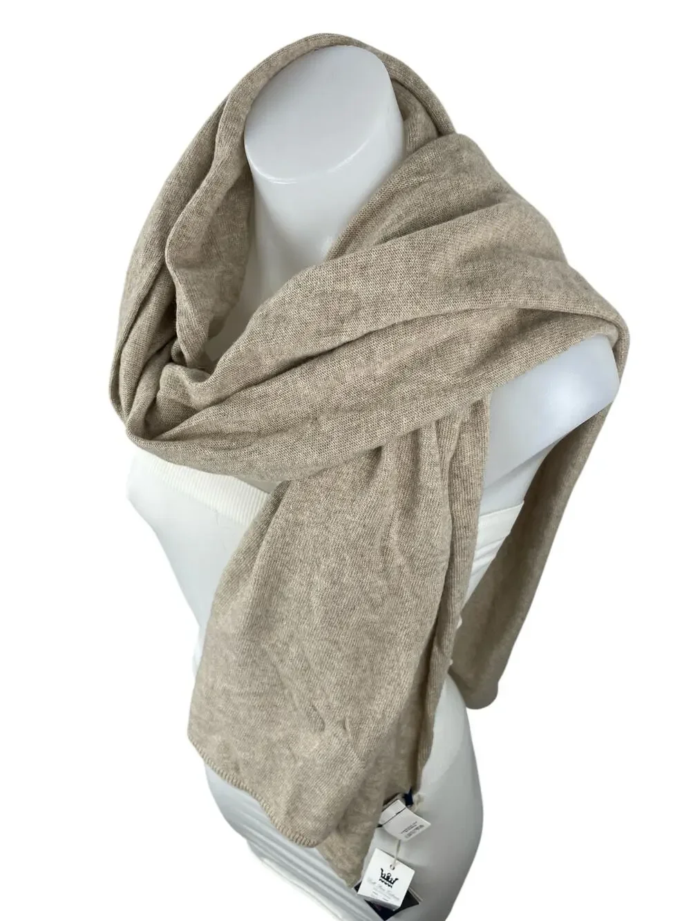 NEW Dalle Piane Cashmere Wool Beige Winter Snow Warmer Shawl Wrap Neck Scarf OS